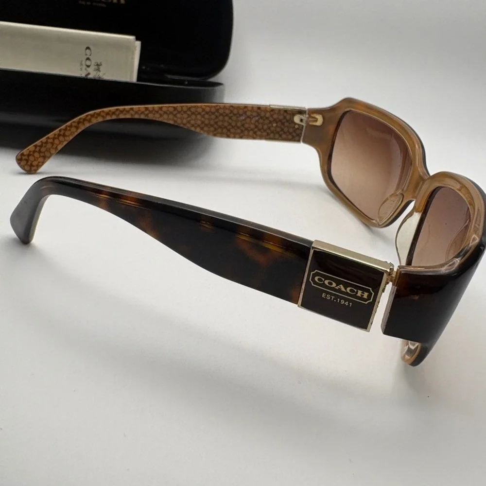 Coach Delphine S443 Tortoise Shell Sunglasses Brown Gradient Lens with Case